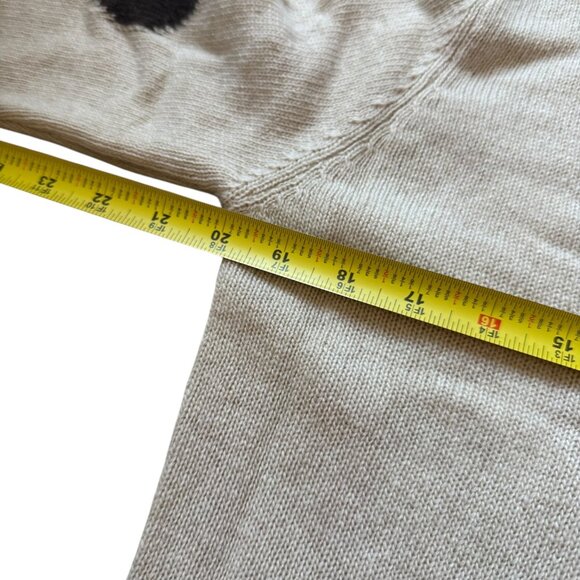 Cahmere Blend Polca dot Knit Sweater Black Beige - Picture 6 of 7